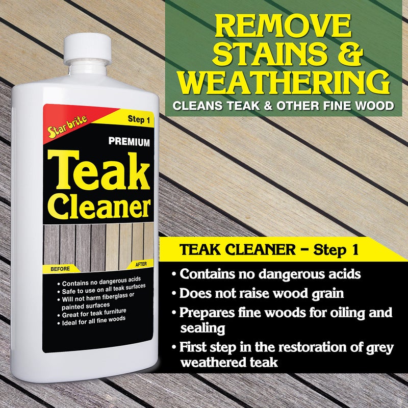 STAR BRITE Premium Teak Cleaner - Restore, Renew & Refresh Old Weathered Gray Teak Furniture & Other Fine Woods - Step 1-1 GAL (081400N) - Image 2